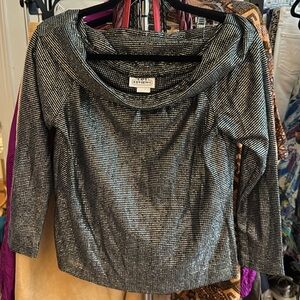 Vintage Shimmering Black and Silver Blouse